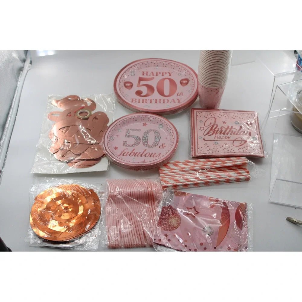 Yingoto 61 Pcs 50th Birthday Decorations Rose Gold  50 and Fabulous